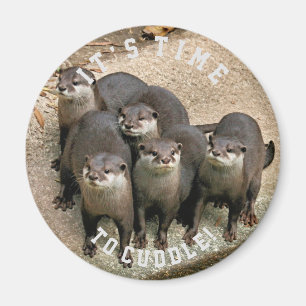 Cute Otter Family Cuddle Time Magnet