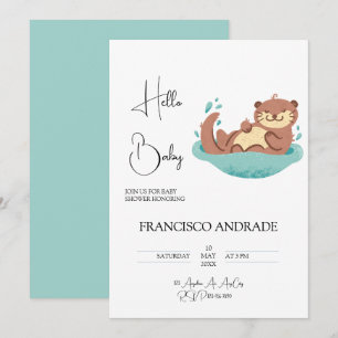 Cute Otter Forest Animal Watercolor Invitation