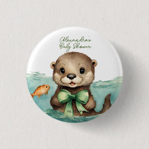 Cute Otter Gender Neutral Baby Shower 1 Inch Round Button