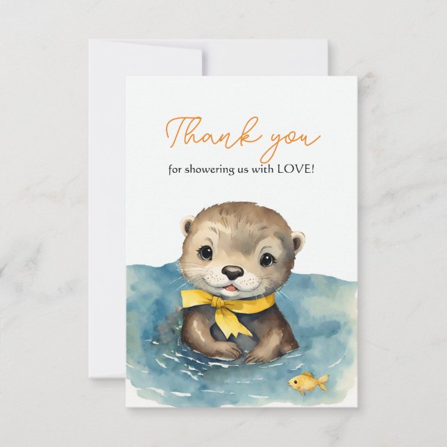 Cute Otter Gender Neutral Baby Shower Thank You (Front)