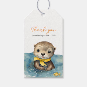 Cute Otter Gender Neutral Baby Shower Thank You Gift Tags