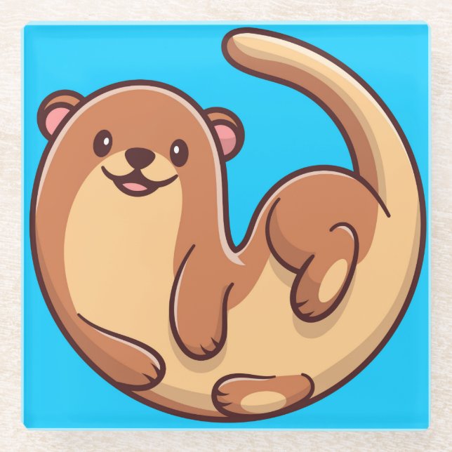 Cute Otter Glass Coaster (Front)