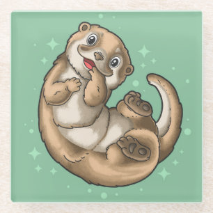 Cute Otter Glass Coaster
