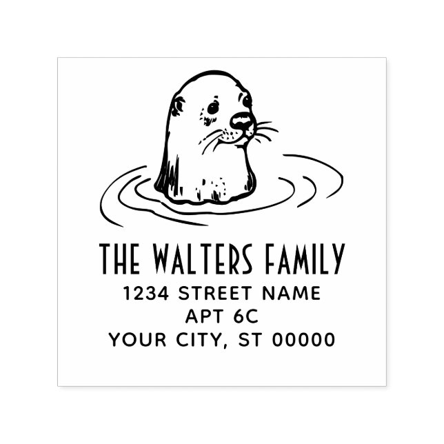 Cute Otter Head Name Return Address Self-inking Stamp (Design)