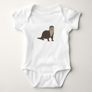 Cute Otter Illustration  Baby Bodysuit