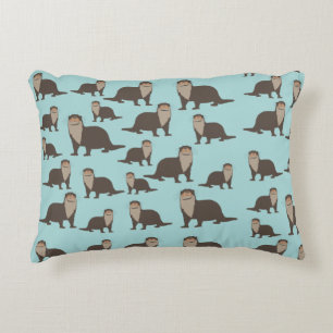 Cute Otter Illustration Pattern  Accent Pillow