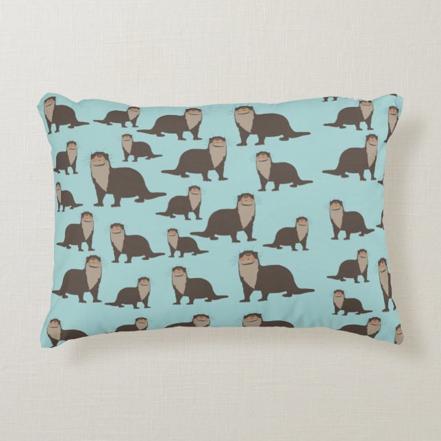 Cute Otter Illustration Pattern  Accent Pillow (Front)