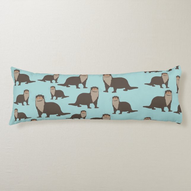 Cute Otter Illustration Pattern  Body Pillow (Front)