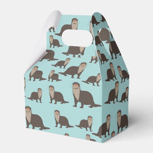 Cute Otter Illustration Pattern Favor Box (Front Side)