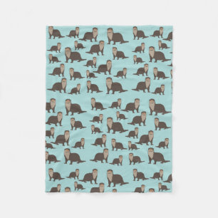 Cute Otter Illustration Pattern Fleece Blanket