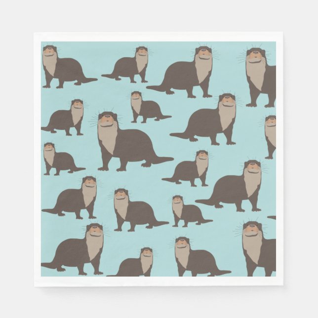 Cute Otter Illustration Pattern   Napkin (Front)