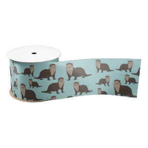 Cute Otter Illustration Pattern Satin Ribbon