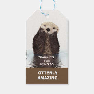 Cute Otter Image Pun - Otterly Amazing Thank You Gift Tags