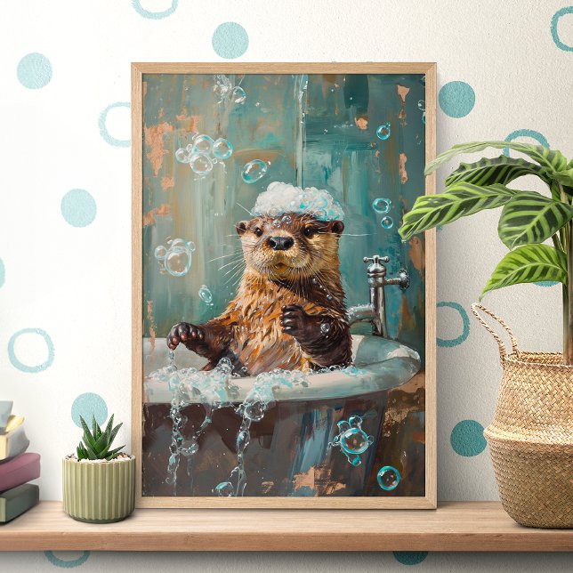 Cute Otter in Bubble Bath Poster (Créateur téléchargé)