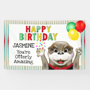 Cute Otter in Tuxedo   Happy Birthday Banner