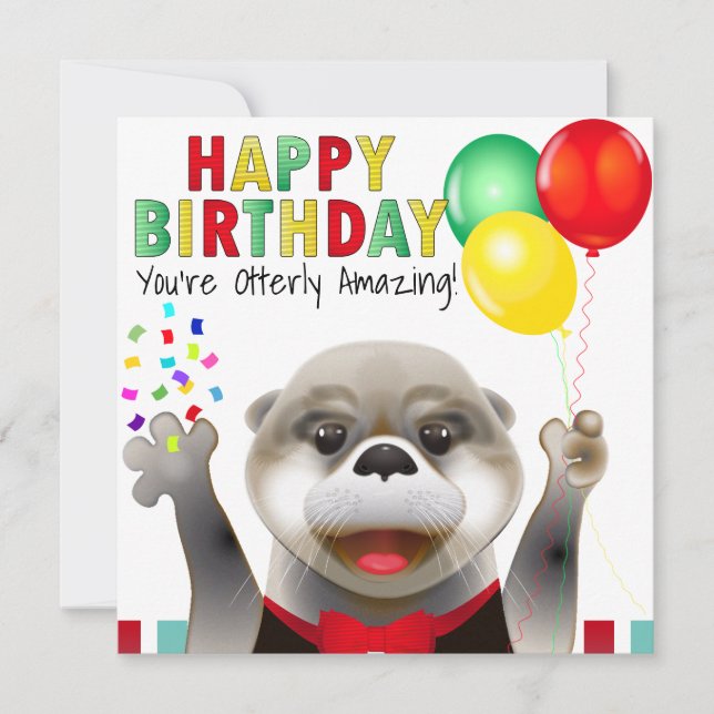 Cute Otter in Tuxedo | Happy Birthday Card (Front)