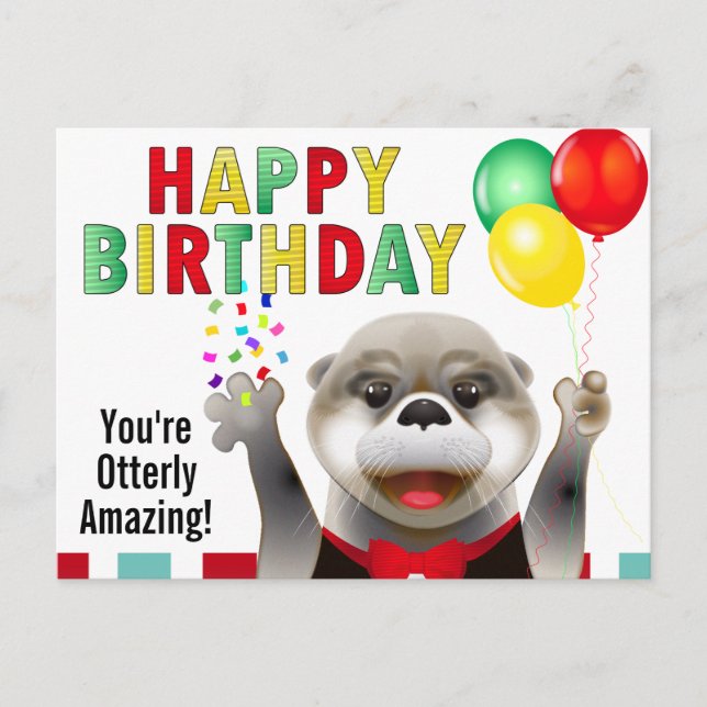 Cute Otter in Tuxedo | Happy Birthday Postcard (Front)