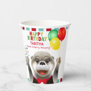 Cute Otter in Tuxedo   Kids Birthday Party Paper Cups