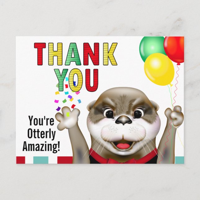 Cute Otter in Tuxedo | Thank You Postcard (Front)