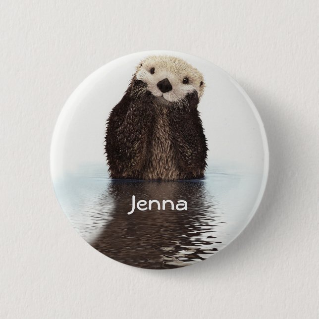 Cute Otter in Water 2 Inch Round Button (Front)