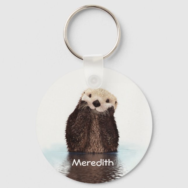 Cute Otter in Water Keychain (Front)