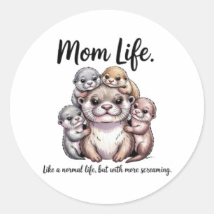 Cute Otter Mom Life Sticker - Funny Parenting Deca