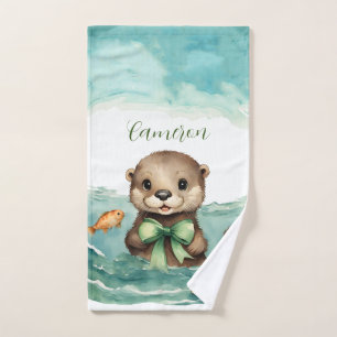 Cute Otter Personalized  Bath Towel Set