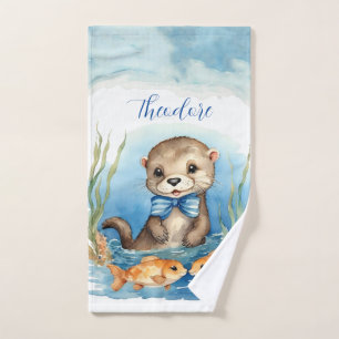 Cute Otter Personalized Boy  Bath Towel Set