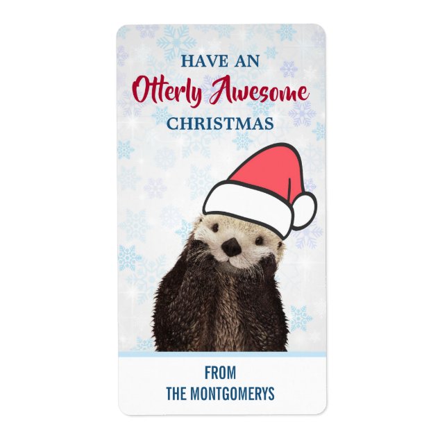 Cute Otter portant un chapeau de Noël cadeau de No (Devant)