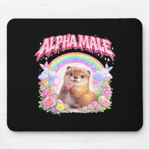 Cute Otter Rainbow Floral Funny for Men Women Kid Mouse Pad