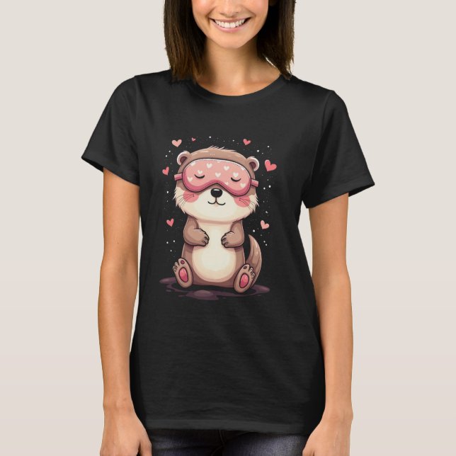 Cute otter sleeping motif T-Shirt (Front)