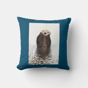 Cute Otter Standing Up Photo Throw Pillow