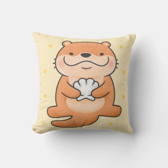 Cute Otter Throw Pillow (Front)