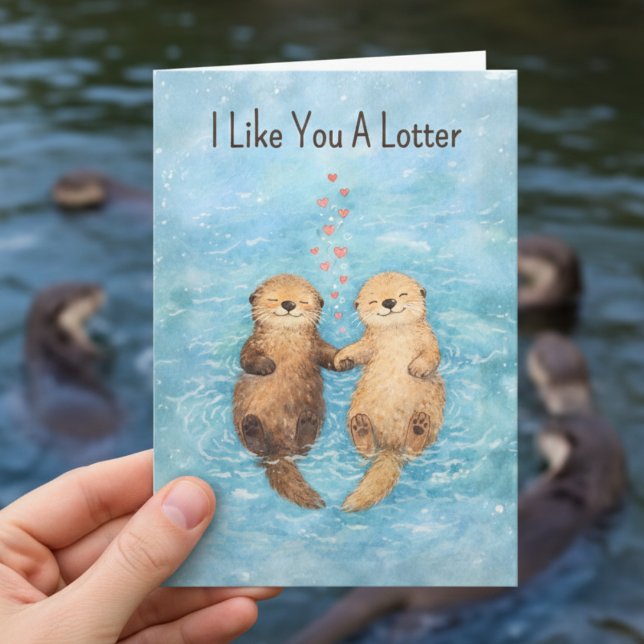Cute Otter Valentine animal love Holiday Card (Creator Uploaded)