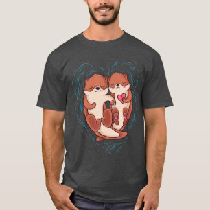 Cute Otter Valentines Day Love Otters Holding T-Shirt