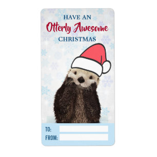 Cute Otter Wearing a Santa Hat Christmas Gift