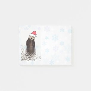 Cute Otter Wearing a Santa Hat Christmas Post-it Notes