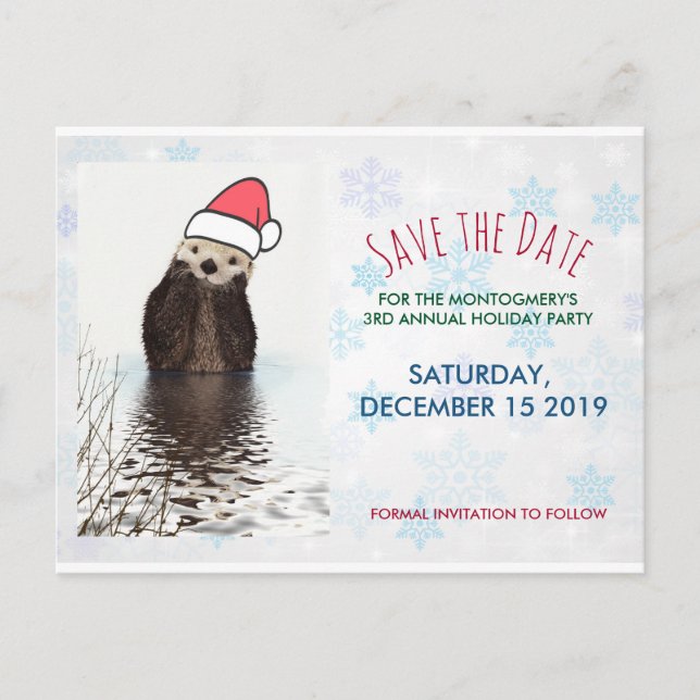 Cute Otter Wearing a Santa Hat Christmas Postcard (Front)