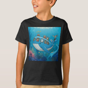 Cute Otter Whale Bus Underwater Adventure T-Shirt