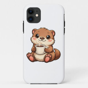 Cute Otter with Coffee – Cozy Kawaii Animal iPhone 11 Case