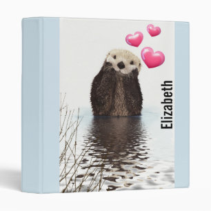 Cute Otter with Hearts Binder