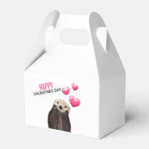 Cute Otter with Hearts Valentine's Day Favor Box