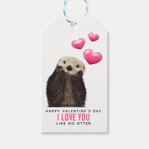 Cute Otter with Hearts Valentine's Day Pun Gift Tags