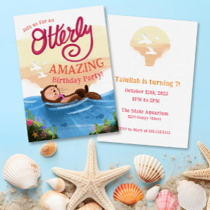 Cute Otterly Amazing Birthday - Whimsical Otter Invitation