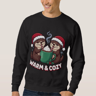 Cute Otters Christmas Matching Warm & Cozy Sweatshirt