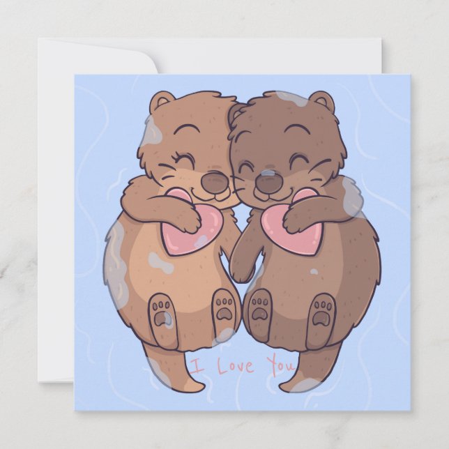Cute Otters Holiday Card (Front)