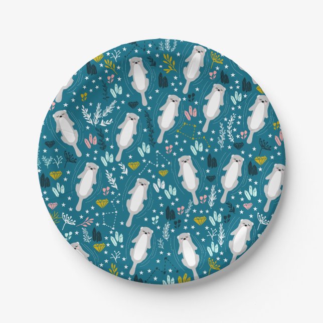 Cute Otters Paper Plates (Front)