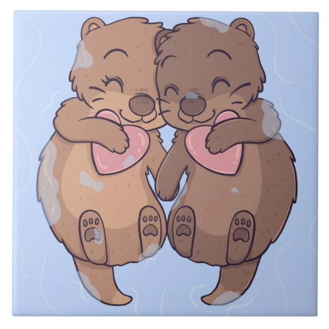 Cute Otters  Tile (Front)
