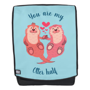 Cute Otters Valentines Day Couple Personalized Backpack