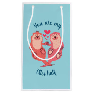 Cute Otters Valentines Day Couple Personalized Small Gift Bag